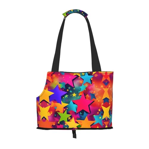 Rainbow Stars Print Pet Portable Shoulder Bag, Foldable Pet Bag 13.4 X 6.1 X 10.2 Inch for Subway/Shopping/Hiking von MDATT