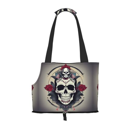 Schädel Yoga Print Haustier Tragbare Umhängetasche Faltbare Haustier Tasche 13,4 X 6,1 X 10,2 Zoll für U-Bahn/Einkaufen/Wandern von MDATT