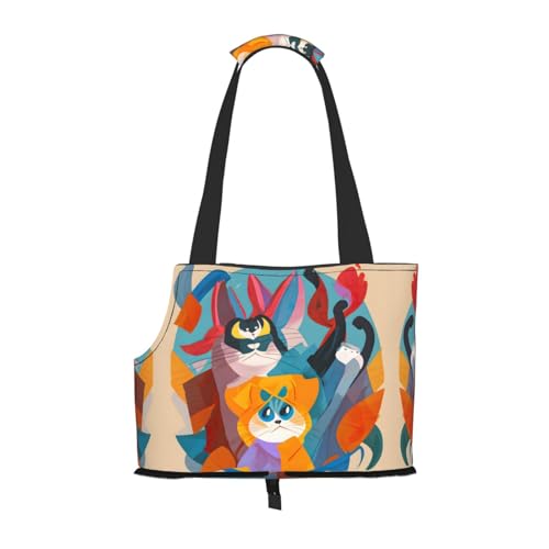 Schöne Cartoon Katzen Druck Haustier Tragbare Umhängetasche Faltbare Haustier Tasche 13,4 X 6,1 X 10,2 Zoll für U-Bahn/Einkaufen/Wandern Schöne Cartoon Katzen Druck Haustier Tragbare Umhängetasche Faltbare Haustier Tasche 13,4 X 6,1 X 10,2 Zoll für U-Bahn/Einkaufen/Wandern von MDATT