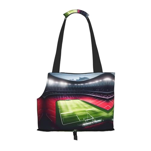 Stadion Fußball Satdium Feld Licht Nacht Druck Haustier Tragbare Umhängetasche Faltbare Haustier Tasche 13,4 X 6,1 X 10,2 Zoll für U-Bahn/Einkaufen/Wandern von MDATT