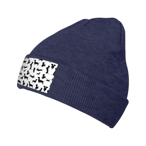 Strickmütze, Dackel, für Herren und Damen, Strickmütze, Wintermütze, warme Strickmütze, Schwarz Strickmütze, Dackel, für Herren und Damen, Strickmütze, Wintermütze, warme Strickmütze, Schwarz von MDATT