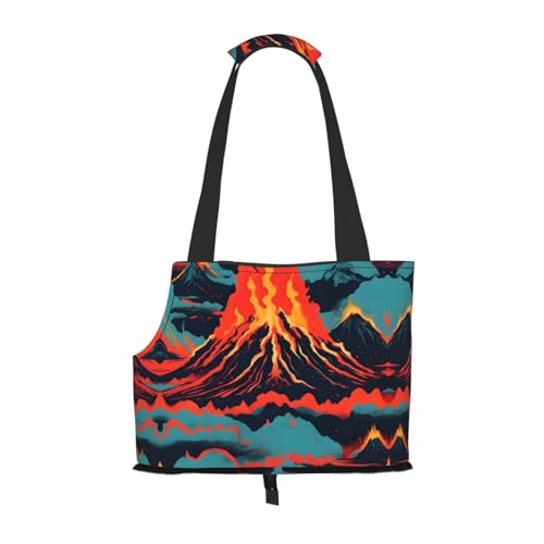 Volcano Print Pet Portable Shoulder Bag, Foldable Pet Bag 13.4 X 6.1 X 10.2 Inch for Subway/Shopping/Hiking von MDATT