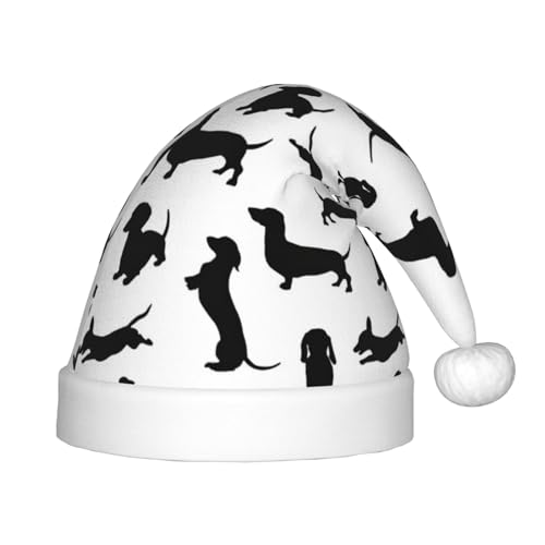 Weihnachtsmütze mit Dackel-Motiv, für Teenager, Unisex, Weihnachtsmütze für Neujahr, festliche Feiertagsparty, Schwarz Weihnachtsmütze mit Dackel-Motiv, für Teenager, Unisex, Weihnachtsmütze für Neujahr, festliche Feiertagsparty, Schwarz von MDATT