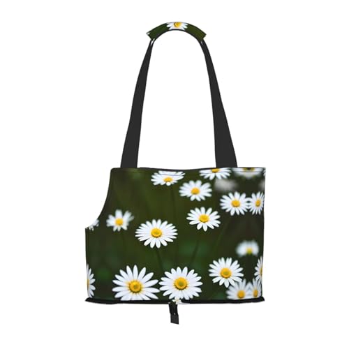 Wild White Daisy Flower Print Pet Portable Shoulder Bag, Foldable Pet Bag 13.4 X 6.1 X 10.2 Inches for Subway/Shopping/Hiking von MDATT