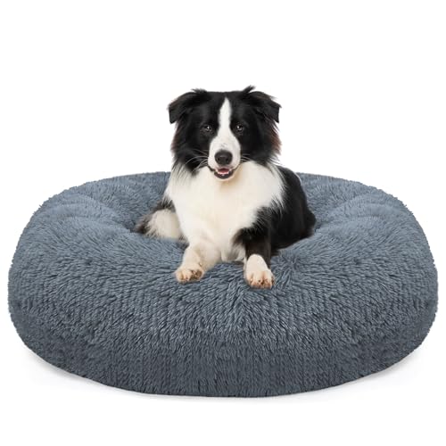 MDDK DY Haustierbett, rund, Plüsch, 80 cm, waschbar, mit rutschfester Unterseite, Dunkelgrau MDDK DY Haustierbett, rund, Plüsch, 80 cm, waschbar, mit rutschfester Unterseite, Dunkelgrau von MDDK DY