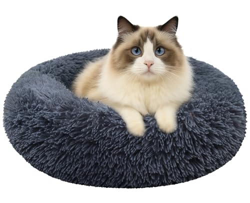 MDDK DY Katzennest, 50 cm, Dunkelgrau, weiches Reismehlmaterial, gemütliches und stilvolles Haustierbett für Katzen von MDDK DY