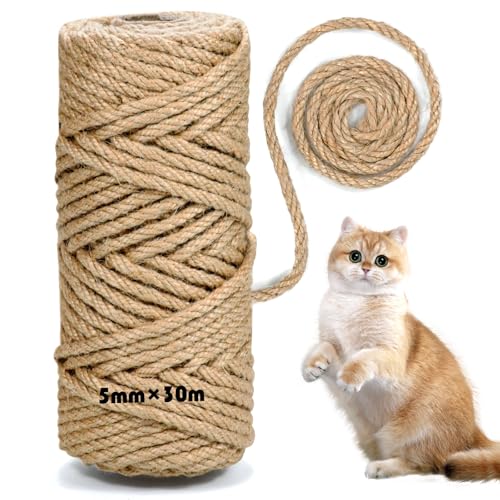 MDDK DY Sisalseil für Kratzbaum, 5 mm X 30 m Natur Sisalseil, Kratzsäule Hanfseil, Kratzseil Katzenzubehör, kratzbaum Seil, Sisal Schnur Dekoration MDDK DY Sisalseil für Kratzbaum, 5 mm X 30 m Natur Sisalseil, Kratzsäule Hanfseil, Kratzseil Katzenzubehör, kratzbaum Seil, Sisal Schnur Dekoration von MDDK DY