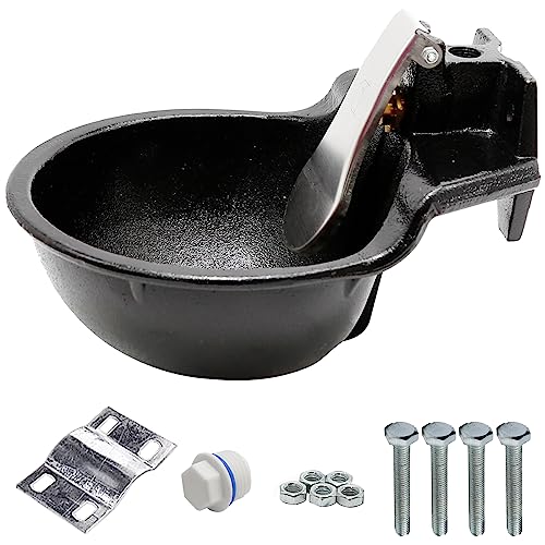 MDEOOSKY Extra großer gusseiserner Push-Paddle, automatische Metallbewässerung mit Zubehör, Vieh-Wassertrog, 2,5 l, strapazierfähig, automatisches Trinken, Metalltröge für Pferde, Rinder, Ziegen, von MDEOOSKY