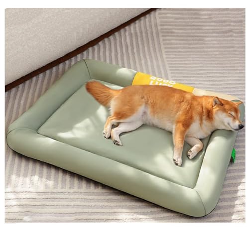 MDICNYV Orthopädisches Hundekissen für Kleine & Mittelgroße Hunde - Waschbar, rutschfest mit Hohem Rand - Oxford-Stoff (Grün Gelb, XL: 85×60 cm) von MDICNYV