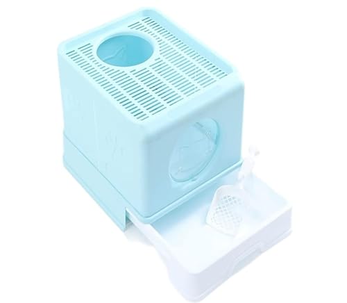Katzenklo Katzentoilette Faltbare Katzentoilette Mit Einstiegstyp, Mit Deckel Und Katzenstreuschaufel, Schubladentyp, Große Katzentoilette Für Alle Katzen Katzentoiletten(Blue) von MDWZH