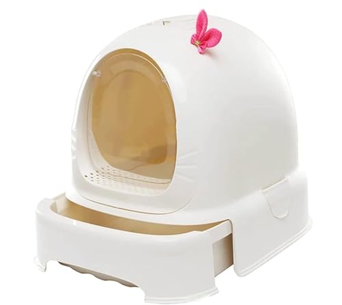 Katzenklo Katzentoilette Geschlossene Katzentoilette Mit Spritzschutz, Deckel Und Katzenstreuschaufel, Katzentoilette Mit Großer Schublade Für Katzen Katzentoiletten(White) von MDWZH
