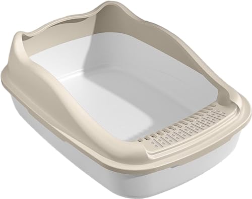 Katzenklo Katzentoilette Große Pfanne Spritzwassergeschützte Bettpfanne Katzentoilette Haustiere Katzentoilette Für Hasen Kleine Mittelgroße Katzen Hamster Kaninchen Katzentoiletten(Beige) von MDWZH
