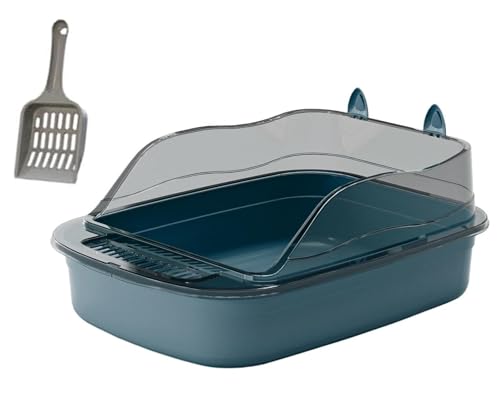 Katzenklo Katzentoilette Kätzchentoilette, Spritzwassergeschützt, Hohe Seiten, Große Bettpfanne, Cartoon-Form, Katzentoilette Katzentoiletten(Blue) von MDWZH