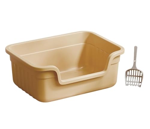Katzenklo Katzentoilette Katzentoilette, Offene Katzentoilette, Flache Katzentoilette, Reisetoilette Für Kätzchen Bis Ältere Katzen Katzentoiletten(Beige) von MDWZH