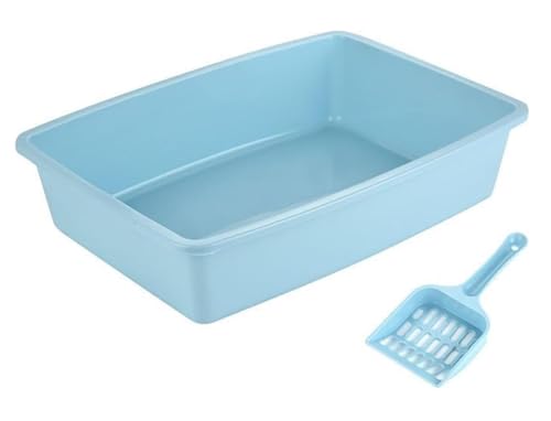 Katzenklo Katzentoilette Katzentoilette Aus Kunststoff Mit Streuschaufel, Große Katzentoilette, Geeignet Für Kätzchen, Für Kätzchen Bis Hin Zu Älteren Katzen Katzentoiletten(Blue) von MDWZH