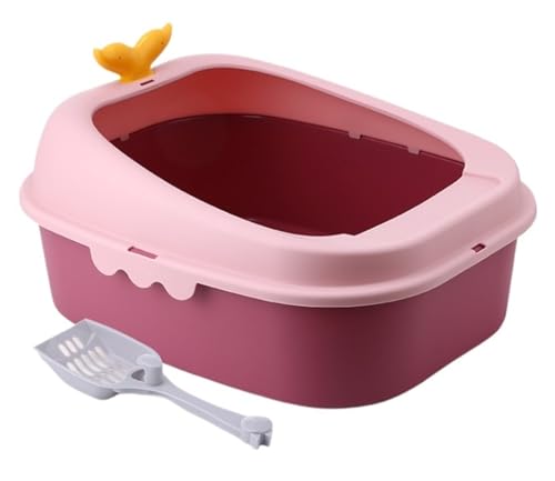 Katzenklo Katzentoilette Katzentoilette Mit Offenem Deckel, Katzentoilette Für Innenkatzen, Mit Katzenstreuschaufel Katzentoiletten(Pink) von MDWZH