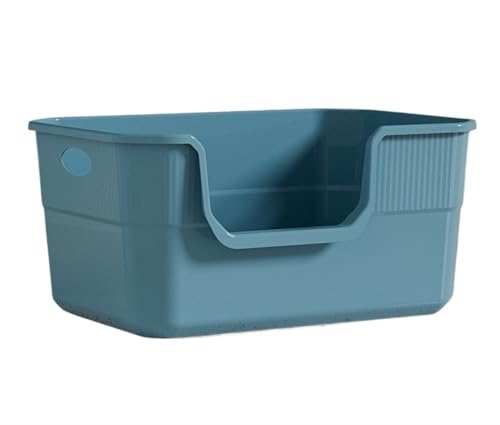 Katzenklo Katzentoilette Katzentoilette Mit Sieb, Katzentoilette, Leicht Zu Reinigen, Bettpfanne Mit Hohlen Griffen, Hohe Seitenwände, Abgesenkte Vorderseite Katzentoiletten(Blue) von MDWZH