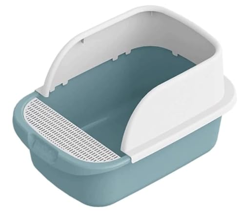 Katzenklo Katzentoilette Offene Katzentoilette Mit Katzenstreuschaufel, Langlebige, Hohe Siebseite, Verhindert Sandaustritt, Leicht Zu Reinigen Katzentoiletten(Blue,42 * 30 * 13cm) von MDWZH