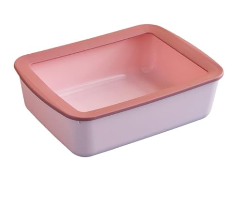 Katzenklo Katzentoilette Rechteckige Katzentoilette, Anti-Spritz-Katzentoilette, Abnehmbar, Kätzchen Katzentoiletten(Pink,48.5 cm) von MDWZH
