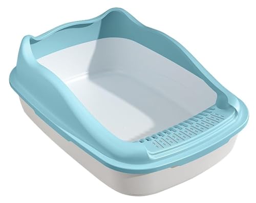 Katzenklo Katzentoilette Verdickte, Spritzwassergeschützte Katzentoilette, Herausnehmbare Katzentoilette, Leicht Zu Reinigen, Für Kätzchen Bis Ältere Katzen Katzentoiletten(Blue,34.7x48x18 cm) von MDWZH