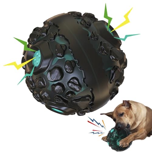Hundespielzeugball für aggressive Kauer, Hundespielzeugball quietschend, interaktiver Apportier-Hundeball, ungiftiges Gummi, geeignet für große, mittelgroße und kleine Hunde. von MECODO
