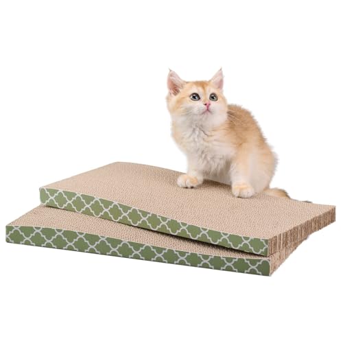 Kratzmatte aus Karton, mit Katzenminze, wendbar, Wellpappe mit Kratzbox, 43,4 x 20,6 x 5,6 cm, 3 Stück von MECOOL