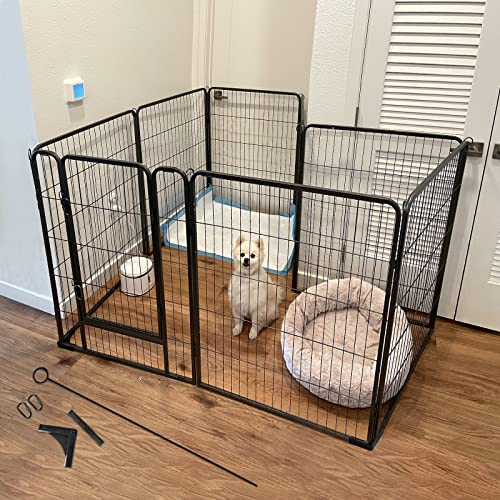 Laufstall für Hunde mit 8 Paneelen, robuster Hundezaun, tragbar, für Welpen, Katzen, Kaninchen, für drinnen und draußen (8 Paneele, 99 cm) von MEDEHOO