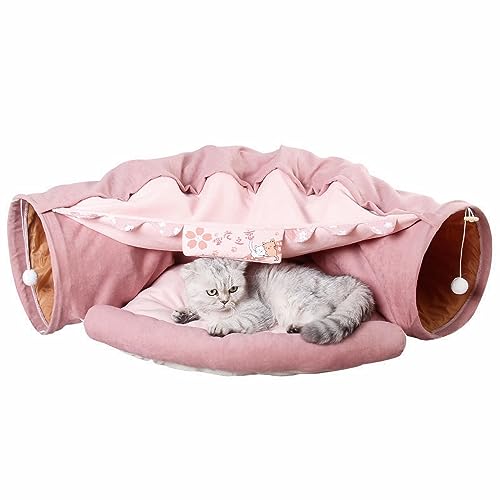 Katzentunnelbett für den Innenbereich, weich, dick, mit Spielzeug für kleine, mittelgroße und große Katzen, Rosa Katzentunnelbett für den Innenbereich, weich, dick, mit Spielzeug für kleine, mittelgroße und große Katzen, Rosa von MEET- ORIGIN