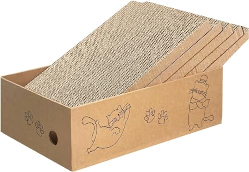 5 Packungen in 1 Katzenkratzpad mit Box für Indoor-Katzen, Katzenkratzbox, Pappbox für Indoor-Katzen und Kätzchen, große Größe Katzenkratz-Pad Board einfach für Katzen zu kratzen 5 Packungen in 1 Katzenkratzpad mit Box für Indoor-Katzen, Katzenkratzbox, Pappbox für Indoor-Katzen und Kätzchen, große Größe Katzenkratz-Pad Board einfach für Katzen zu kratzen von MEETOZ