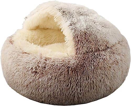 Katzenbett, rund, flauschig, mit Kapuze, Katzenbett, Höhle mit nicht zusammenklappbarem Plüschbezug, Katzenbett Donut für Indoor-Katzen, Kunstfell-Kuscheler, rund, bequem, selbstwärmend, Katzenbett, rund, flauschig, mit Kapuze, Katzenbett, Höhle mit nicht zusammenklappbarem Plüschbezug, Katzenbett Donut für Indoor-Katzen, Kunstfell-Kuscheler, rund, bequem, selbstwärmend, von MEETOZ
