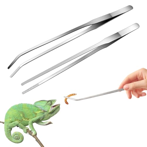 MEETOZ Futterzange, extra lang, Edelstahl, Reptilien-Futterzange, Aquarium-Pinzette, gerade und gebogen, lange Pinzette, Terrarienwerkzeug, Futterwerkzeug für Tank, 27 cm, Silber, 2 Stück MEETOZ Futterzange, extra lang, Edelstahl, Reptilien-Futterzange, Aquarium-Pinzette, gerade und gebogen, lange Pinzette, Terrarienwerkzeug, Futterwerkzeug für Tank, 27 cm, Silber, 2 Stück von MEETOZ