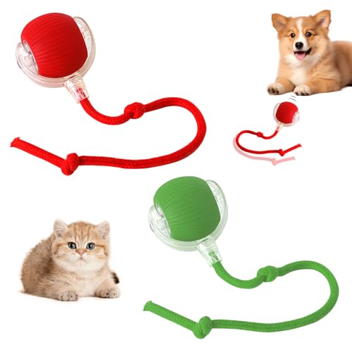 MEETOZ Interaktives Katzenspielzeug, Ball für Indoor-Katzen, schnelles Rollen auf Teppich, 360° intelligenter automatischer Rollball, Zwitschern und Bewegungsaktivierung, Katzenspielzeug, 2 Stück von MEETOZ