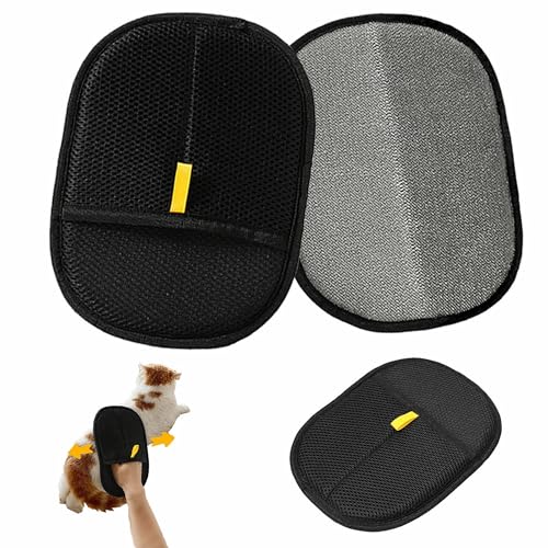 MEETTIKEY 2 Stück Handschuhe gegen Tierhaare, doppelseitig, wiederverwendbar, Bürste gegen Tierhaare zum Waschen, Entwirren und Pflegen, Handschuh zur Fellpflege von Tierhaaren, wiederverwendbar von MEETTIKEY