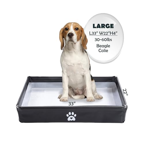 MEEXPAWS Hunde PIPI Pad Halter faltbar XXL, Welpen Unterlage Halterung mit hohem Rand, Hundetoilette Indoor für große Hunde (82x56 cm), wasserdichte Trainingsunterlage, geruchsneutral von MEEXPAWS