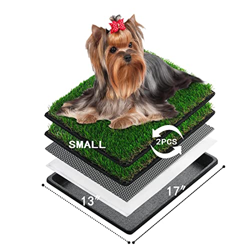 MEEXPAWS Hundetoilette Hundegras-Pisspads für Hunde mit Tablett | 2× Kunstrasenpads für Hunde | 2 Trainingspads | Indoor Hundetoilette (Kleiner 44×44 in unter 3kg Hund) von MEEXPAWS