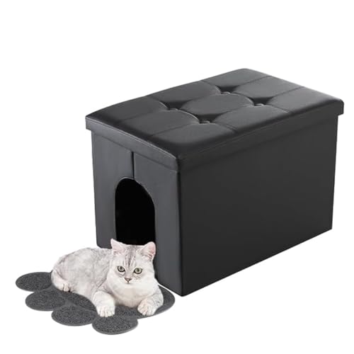 MEEXPAWS Katzenklo Schrank, Katzenschrank für Katzentoilette, Verstecktes Katzenklo, Katzentoilettenschrank, Katzen Schrank Sitzbank, Katzenklo Kommode, Weiß oder Schwarz, L 65 x 45 x 45cm MEEXPAWS Katzenklo Schrank, Katzenschrank für Katzentoilette, Verstecktes Katzenklo, Katzentoilettenschrank, Katzen Schrank Sitzbank, Katzenklo Kommode, Weiß oder Schwarz, L 65 x 45 x 45cm von MEEXPAWS