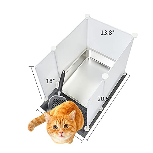 MEEXPAWS Katzentoilette aus Edelstahl (18”×14”×4”) | Antihaft | Geruchskontrolle |Metall-Katzenstreuschaufel | Katzentoilette | Spritzschutz | Einfache Reinigung von MEEXPAWS