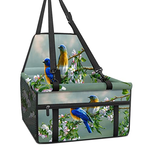 Hundeautositz, Blume, Vogel, Hundeautositz, für kleine Hunde, faltbar, tragbar, Autositze mit stabilem PVC-Rahmen, perfekt für kleine Haustiere von MEHOM