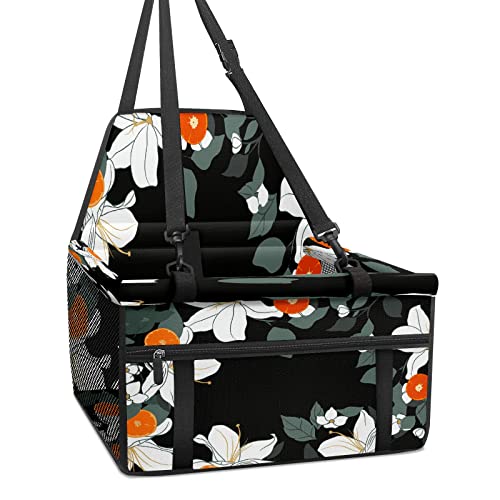 Hundeautositz, Blumen, Hundeautositz für kleine Hunde, faltbar, tragbar, mit stabilem PVC-Rahmen, perfekt für kleine Haustiere Hundeautositz, Blumen, Hundeautositz für kleine Hunde, faltbar, tragbar, mit stabilem PVC-Rahmen, perfekt für kleine Haustiere von MEHOM