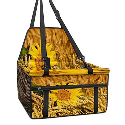 Hundeautositz, Sonnenblumen-Hundeautositz für kleine Hunde, faltbar, tragbar, mit stabilem PVC-Rahmen, perfekt für kleine Haustiere Hundeautositz, Sonnenblumen-Hundeautositz für kleine Hunde, faltbar, tragbar, mit stabilem PVC-Rahmen, perfekt für kleine Haustiere von MEHOM