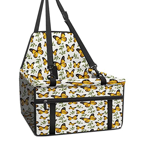Hundeautositz, bunter Schmetterlings-Autositz, für kleine Hunde, faltbar, tragbar, mit stabilem PVC-Rahmen, perfekt für kleine Haustiere von MEHOM