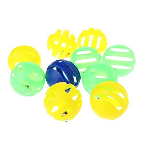 MEIBAOGE 10pcs / Lot Kunststoff-Haustierspielzeug mit kleinem Glockendurchmesser 3,5 cm Ball-Spielzeug für Katzen, hängende Glocke-Zufällige Farbe von MEIBAOGE