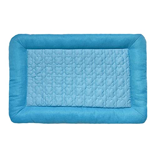 MEIBAOGE Cooling Pet Bed Soft Summer Ice Pet Pad Kissen Rechteck Atmungsaktiv mit Rutschfester Unterseite Haustiermatte, Summer Cool Litter-Navy Blue-XL von MEIBAOGE