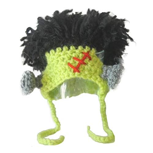 MEIBAOGE Halloween niedliche gestrickte Wollmütze Pet Crossdresser Hut weicher Hund Kostüm Dekor, Crossdresser Hut-Hellgrün-M von MEIBAOGE