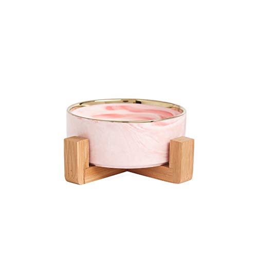 MEIBAOGE Keramik Katzennapf Welpen Wassertrinktränke mit Holzhalterung Hundefutter füttern,Keramiknapf-Rosa MEIBAOGE Keramik Katzennapf Welpen Wassertrinktränke mit Holzhalterung Hundefutter füttern,Keramiknapf-Rosa von MEIBAOGE