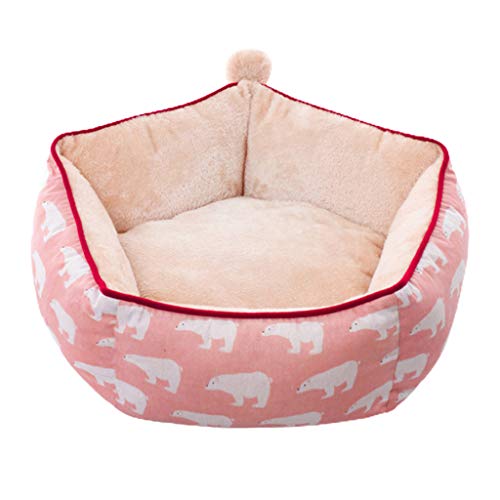 MEIBAOGE Kreatives Fünfeckiges Plüschtiernest Warmes schönes Hundehaus Katzenstreu Haustier Schlafen,Schlafbett-Rosa von MEIBAOGE