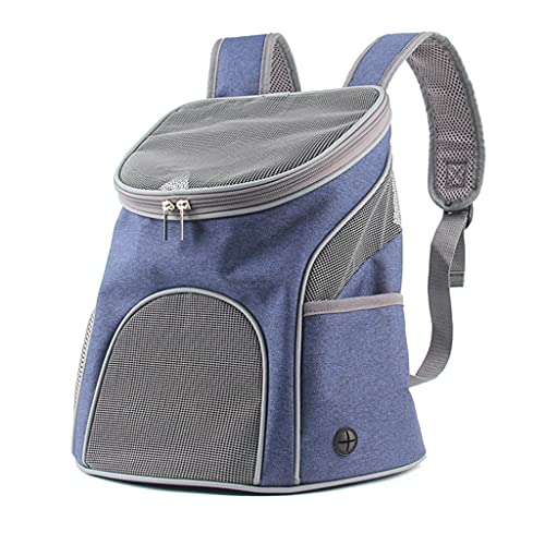 MEIBAOGE Mesh-Haustier-Rucksack Reiseraum Atmungsaktiver Stoff Ausflug Tragbare Reisetasche Große Multifunktions-Wandertasche,Welpenträger-Blau von MEIBAOGE