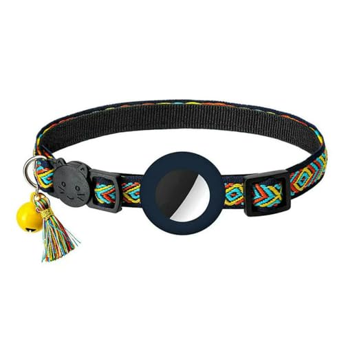 MEIFULLE Airtag-Haustierhalsband, verstellbar, Nylon, Welpen- und Katzenhalsband mit Glöckchen, Anti-Verlust-Halskette für Haustiere mit Apple-Airtag-Halter von MEIFULLE