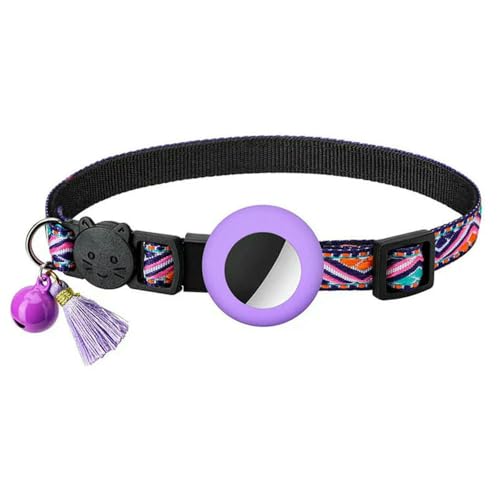 MEIFULLE Airtag-Haustierhalsband, verstellbar, Nylon, Welpen- und Katzenhalsband mit Glöckchen, Anti-Verlust-Halskette für Haustiere mit Apple-Airtag-Halter von MEIFULLE