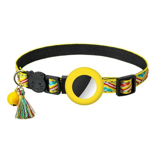MEIFULLE Airtag-Haustierhalsband, verstellbar, Nylon, Welpen- und Katzenhalsband mit Glöckchen, Anti-Verlust-Halskette für Haustiere mit Apple-Airtag-Halter von MEIFULLE